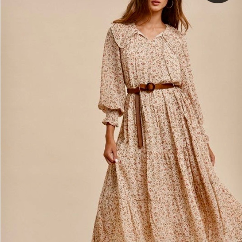In Bloom Cream Floral Long Sleeve Dress